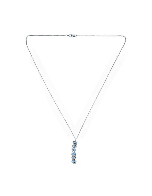 Collar Baguette Topacio Azul plata Sancjewelry