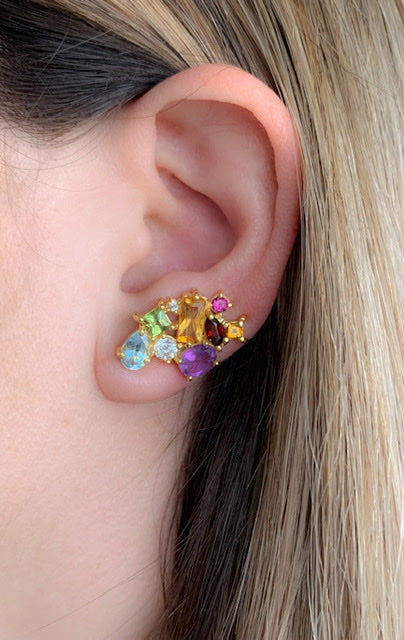 Aretes Mega Cluster plata Sancjewelry