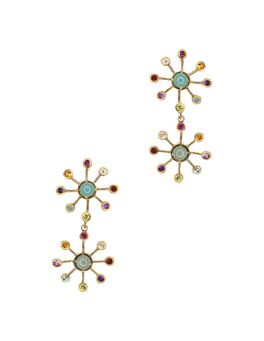 Aretes Largos Soles plata Sancjewelry