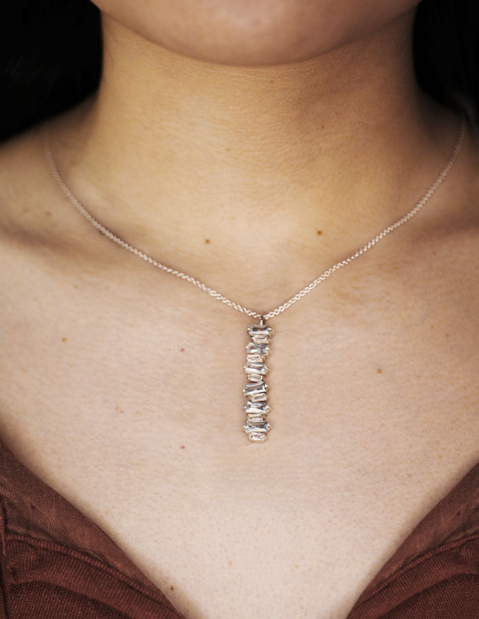 Collar Baguette Topacio Azul plata Sancjewelry