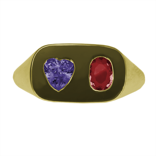 Anillo Pinky plata con oro Sancjewlery