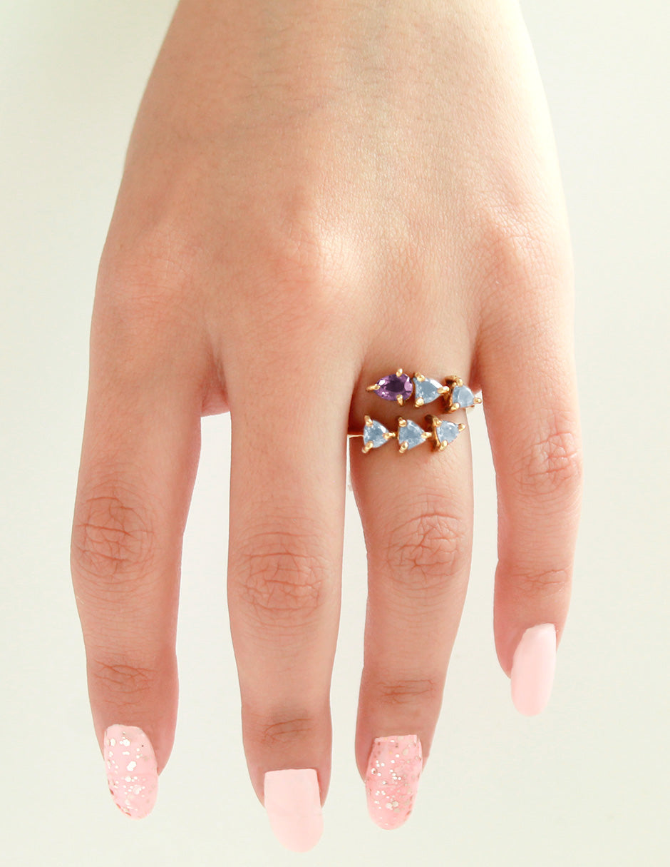 Anillo Snake con piedras naturales plata Sancjewelry