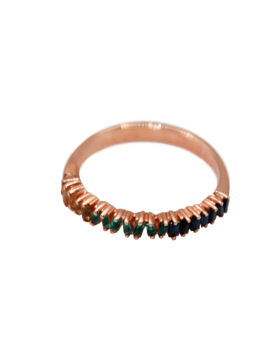 Anillo Oro Baguette Zafiros