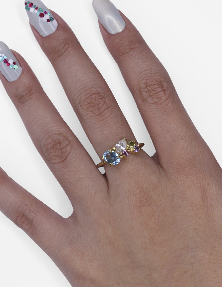 Anillo Fernanda Rainbow plata Sancjewelry