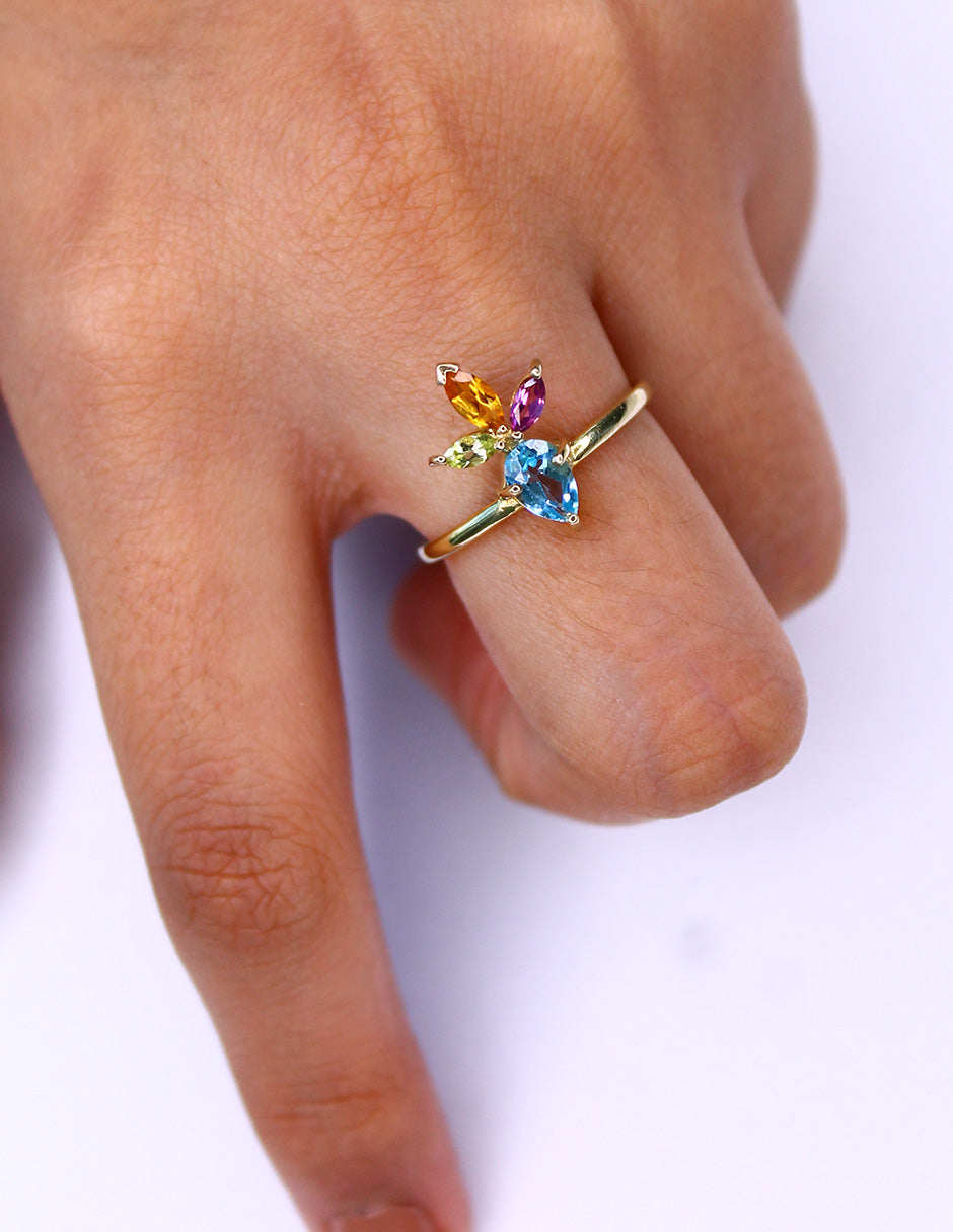 Anillo Fresa Rainbow plata Sancjewelry