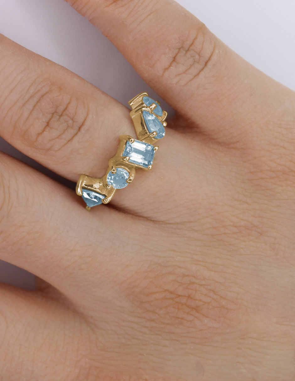 Anillo Maria Topacios Azules