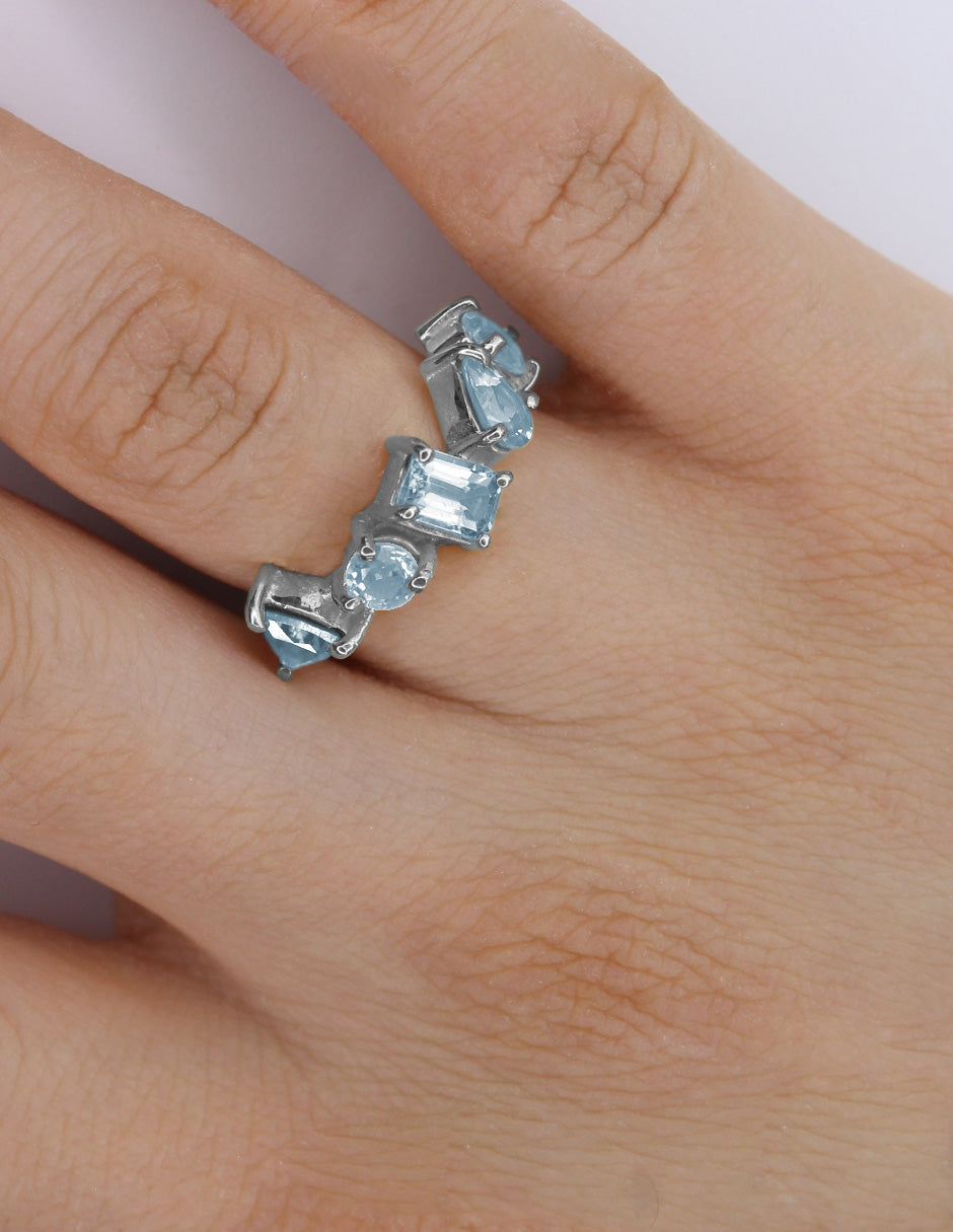 Anillo Maria Topacios Azules