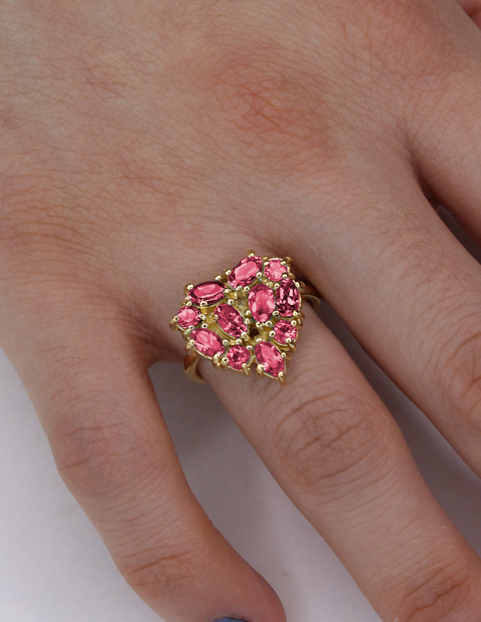 Anillo Mini Corazón Rodolita
