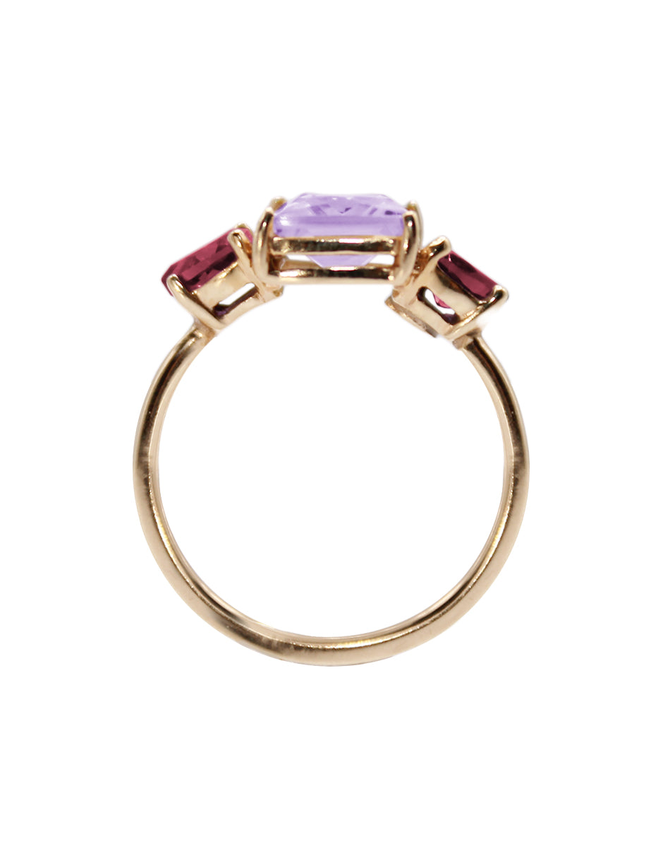 Anillo Sofia Oro Amatista y Rodolitas Sancjewelry