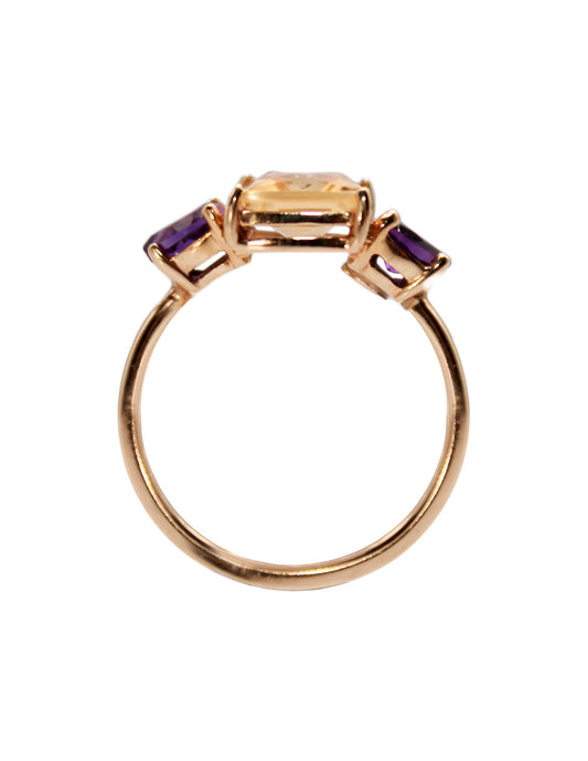 Anillo Sofia Oro Citrino y Amatistas Sancjewelry