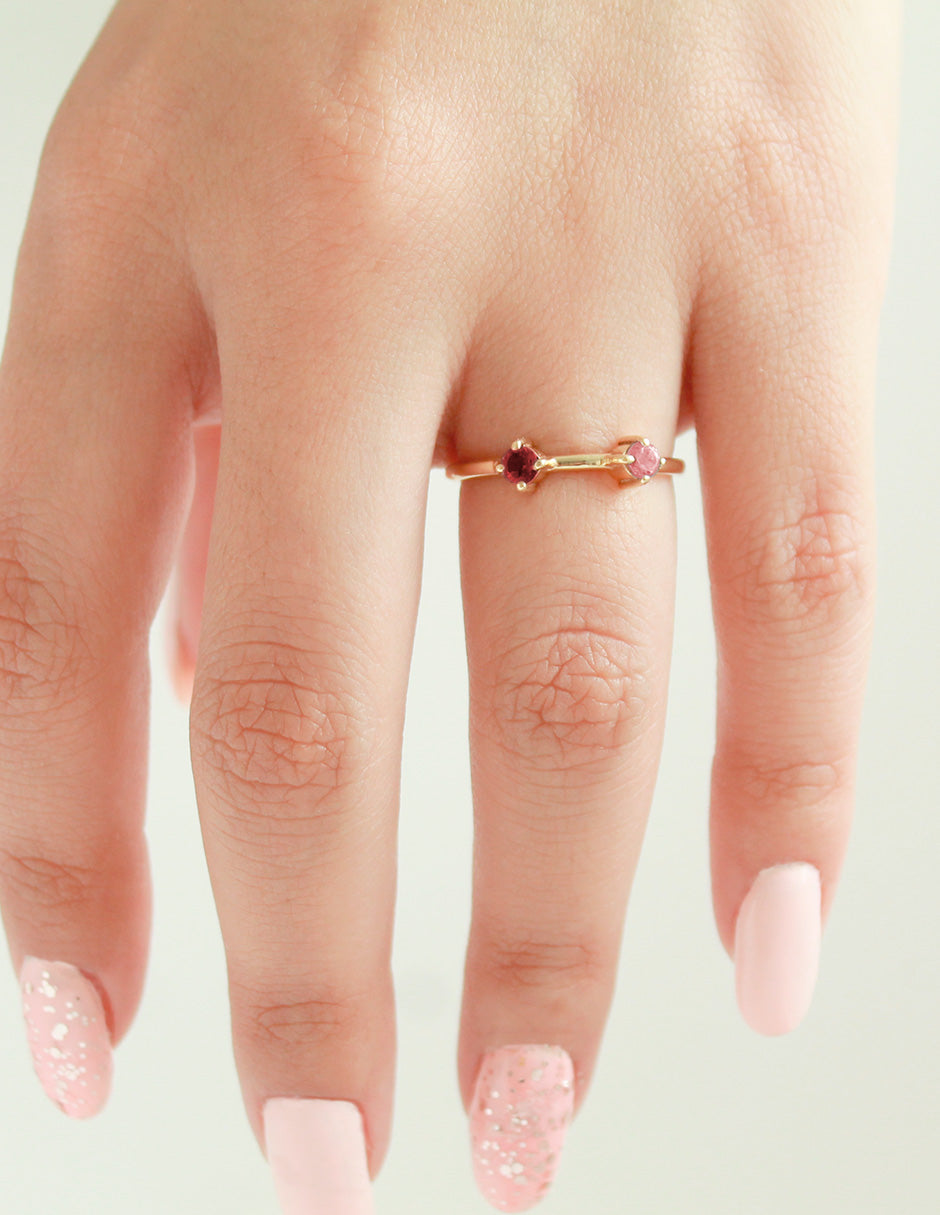 Anillo Twin Turmalina Rosa