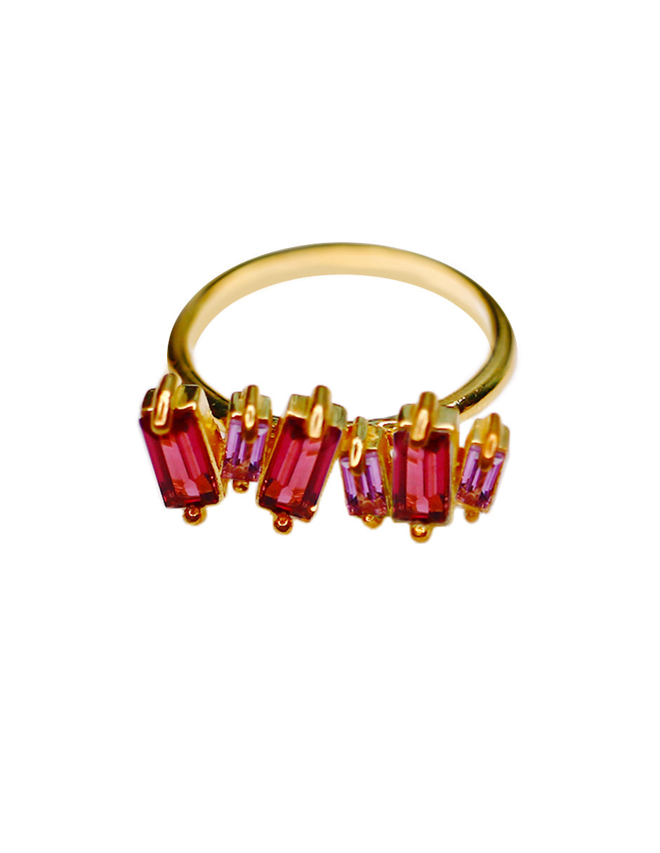 Anillo Baguette piedras naturales Sancjewelry