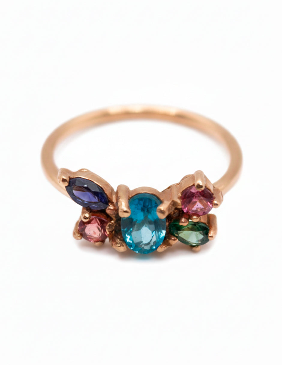 Anillo Isadora Topacio Azul Oro Sancjewelry