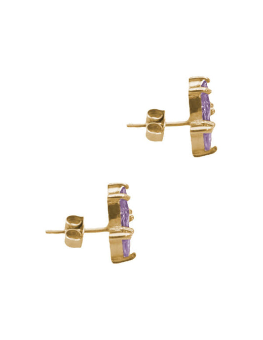 Aretes Gotas Amatista plata .925 baño de oro 14K Sanc Jewelry