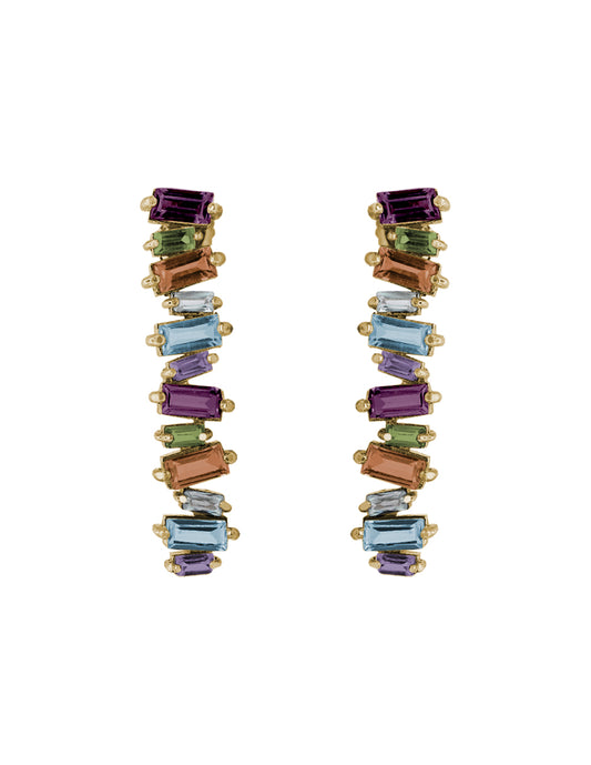 Aretes Largos Baguette Rainbow