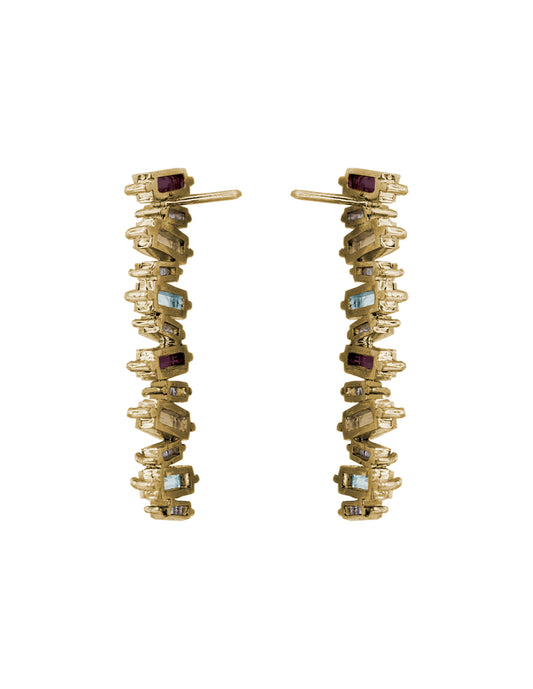 Aretes Largos Baguette Rainbow