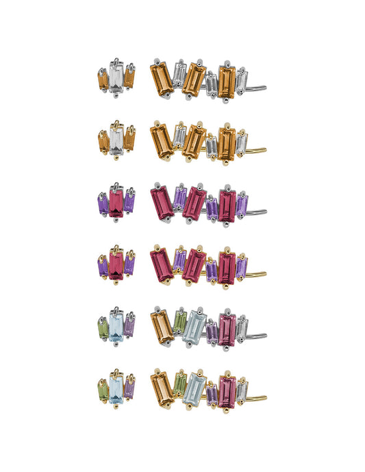 Aretes Baguette piedras naturales Sancjewelry