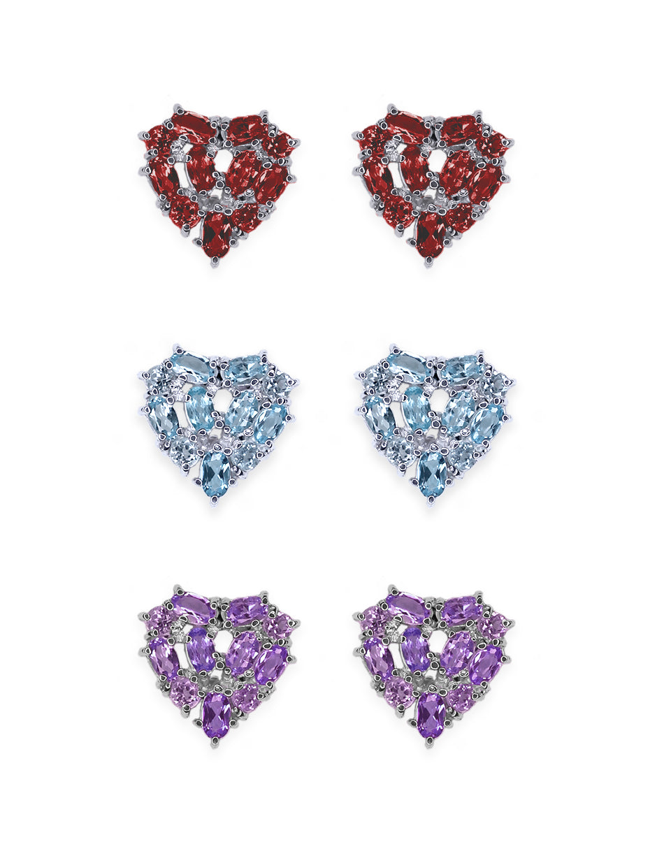 Aretes Corazón piedras naturales