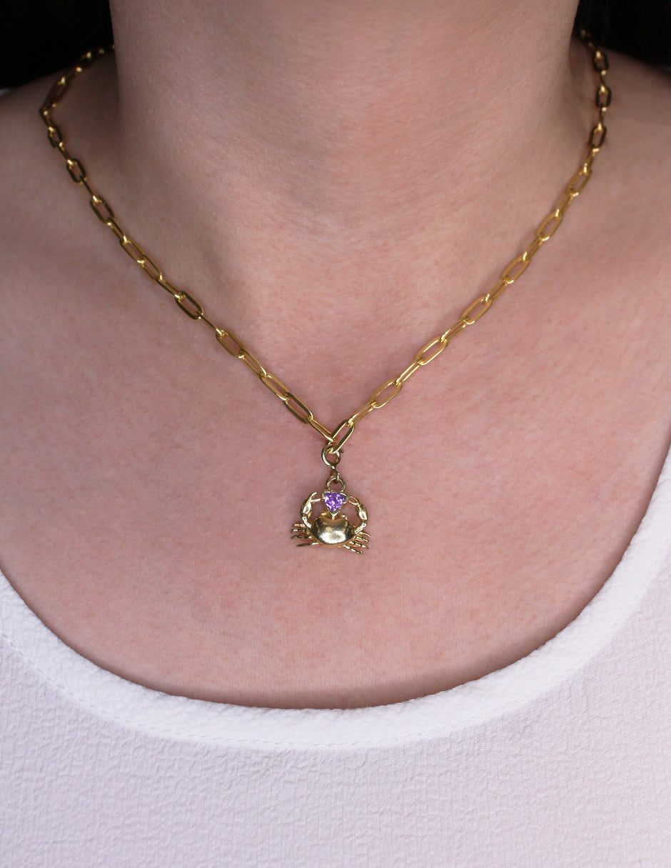 Charm Cangrejo con Broche con piedras naturales