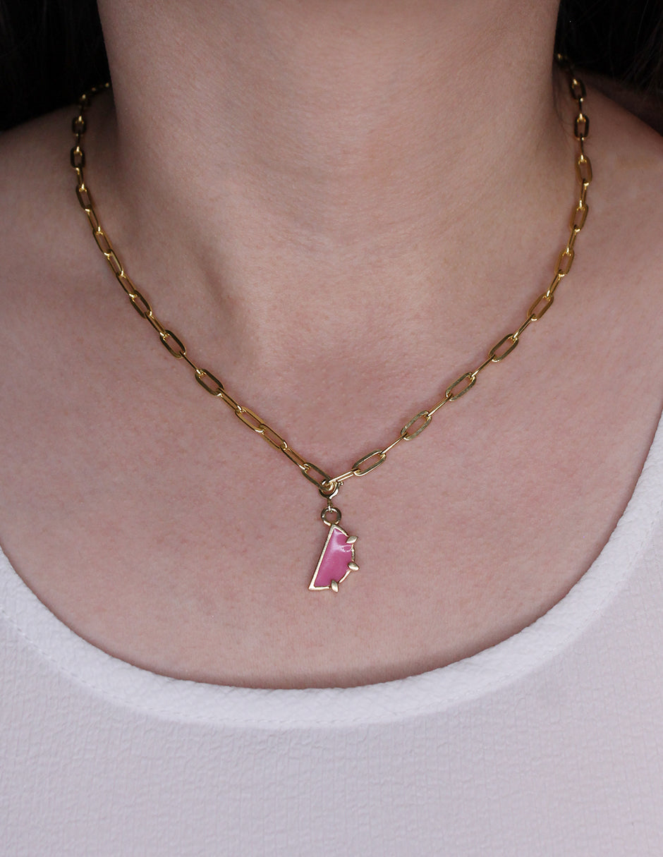 Charm oblea con broche rosa plata Sancjewelry