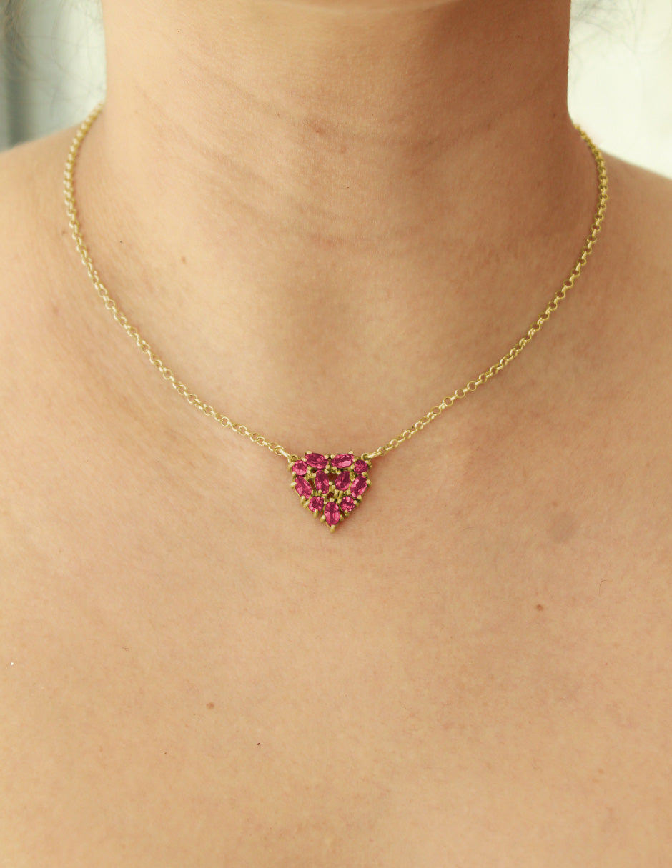 Collar Mini Corazón Rodolitas plata Sancjewelry