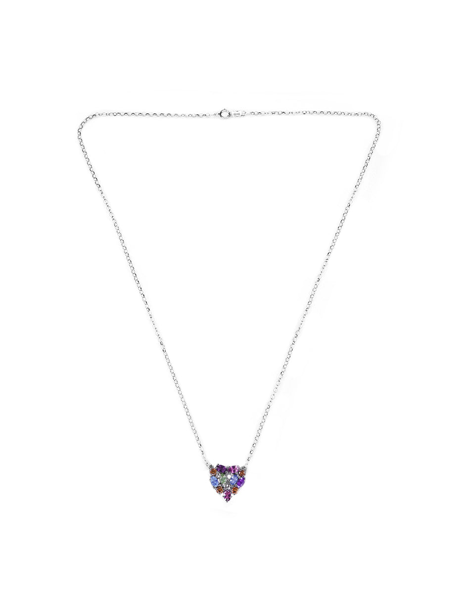 Collar Mini Corazón Rainbow plata Sancjewelry