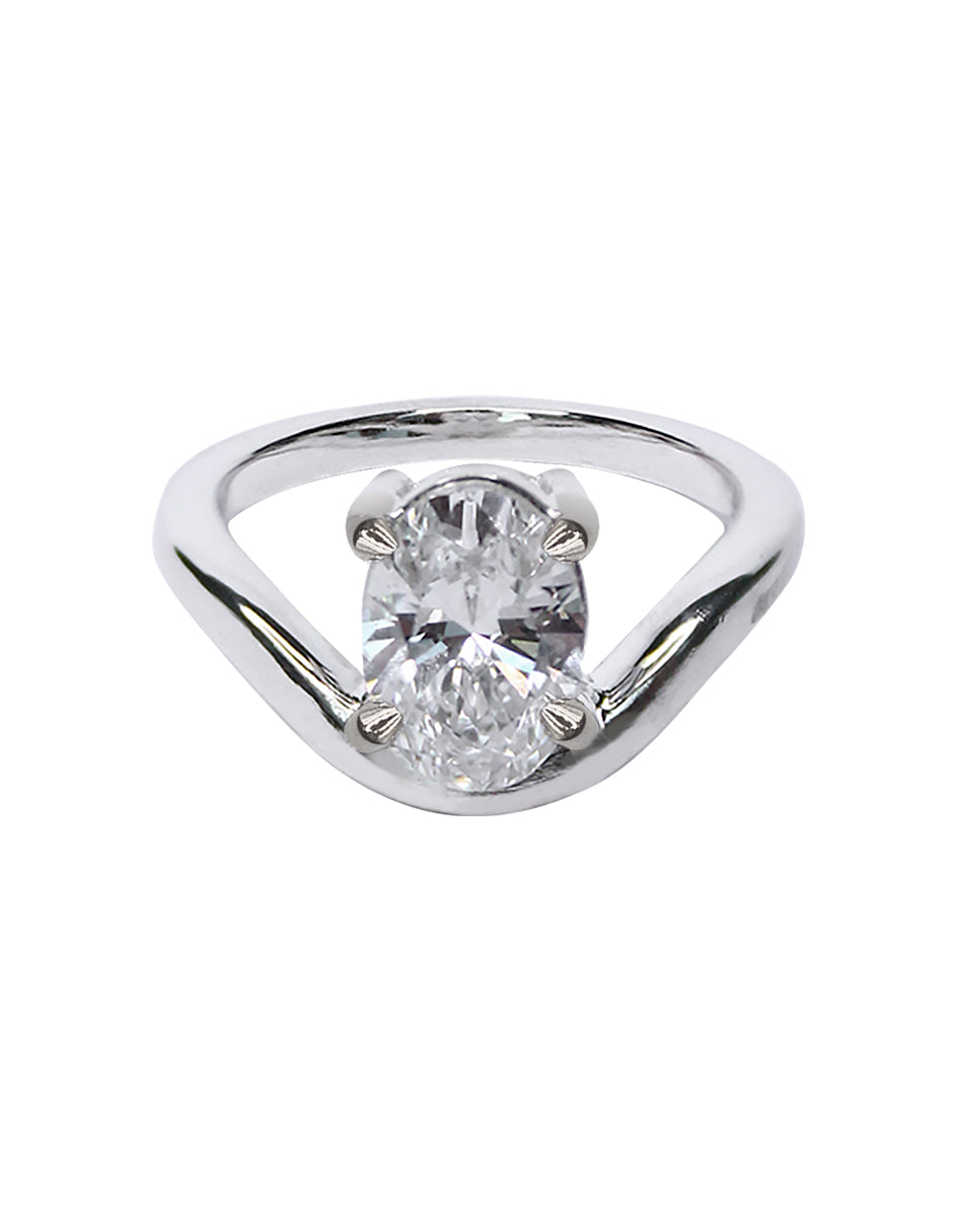 Anillo Compromiso Onda Oval Vertical