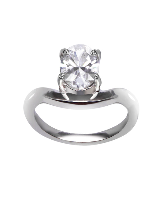 Anillo Compromiso Onda Oval Oro blanco Sancjewelry