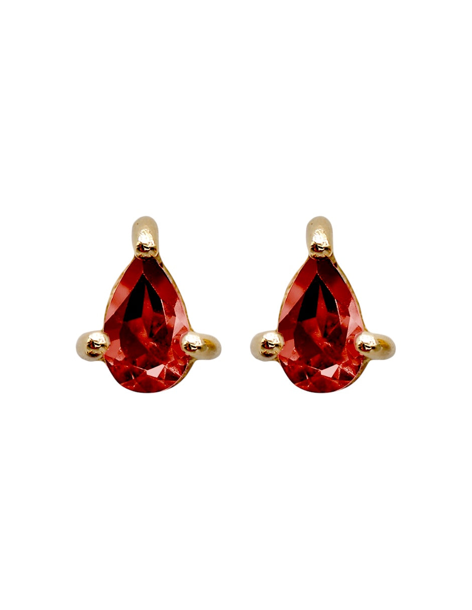 Aretes gota plata granate