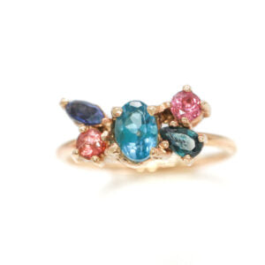 Anillo Isadora Topacio Azul en oro 14k