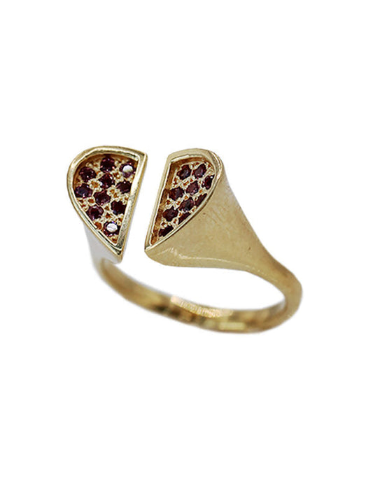 Anillo Corazón Partido Con Rodolitas SancJewelry
