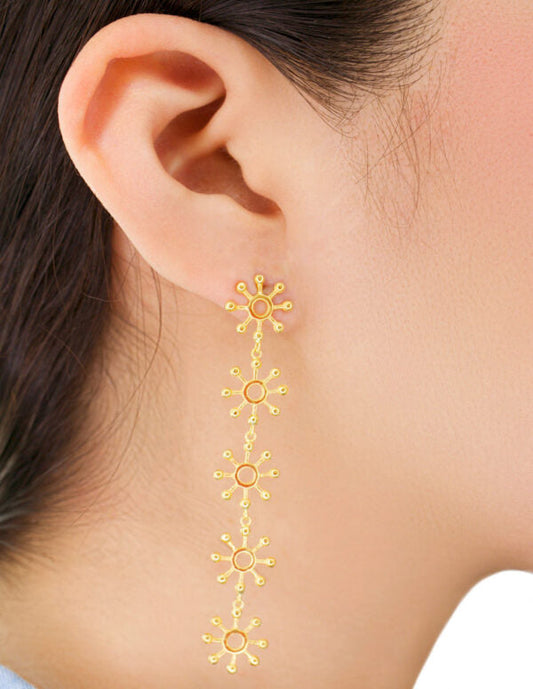 Aretes Largos Mini Soles plata Sancjewelry