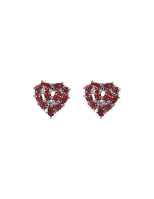 Aretes Corazón granate plata Sancjewelry
