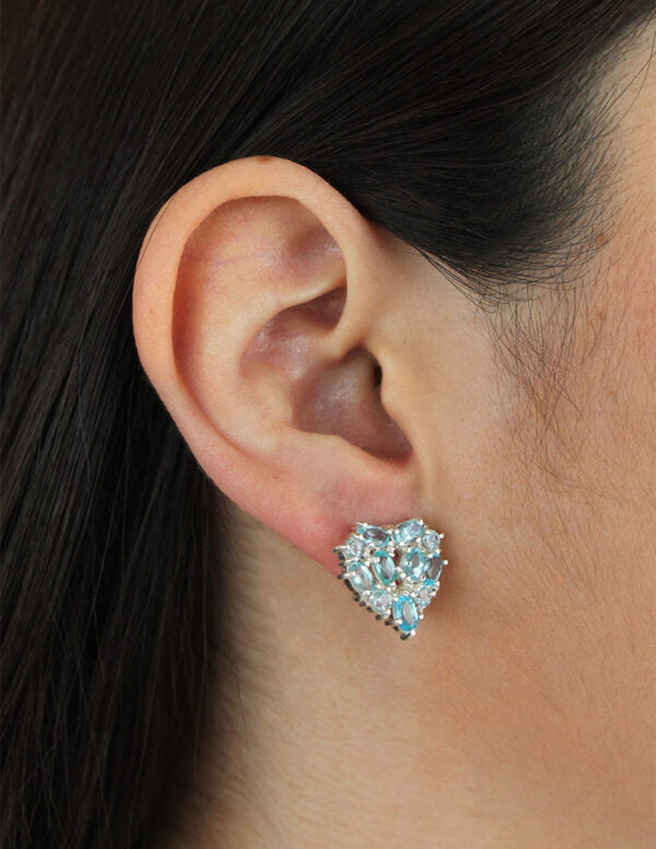 Aretes Corazón topacio azul plata Sancjewelry