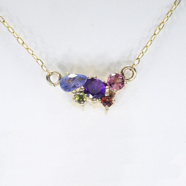 Collar Redonda de oro 14K con piedras naturales de colores Sanc Jewelry