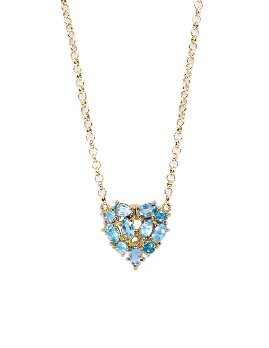 Collar Mini Corazón Topacio Azul