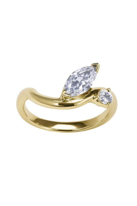 Anillo Compromiso Onda Marquise 2 oro amarillo Sancjewelry