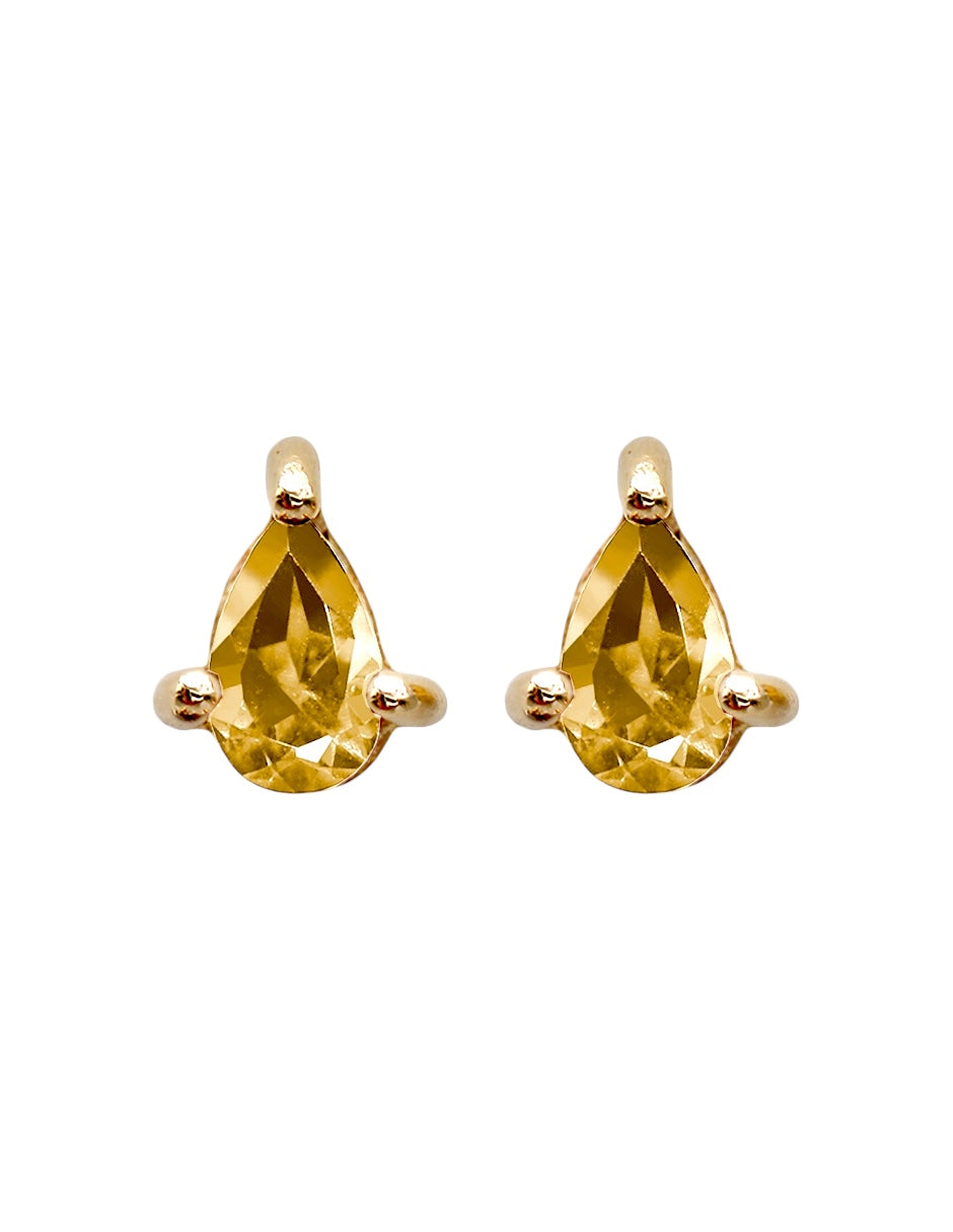 Aretes gota plata citrino