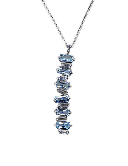 Collar Baguette Topacio Azul plata Sancjewelry