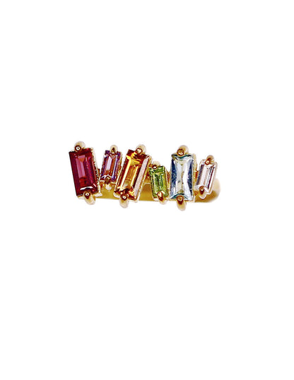 Anillo Baguette piedras naturales Sancjewelry