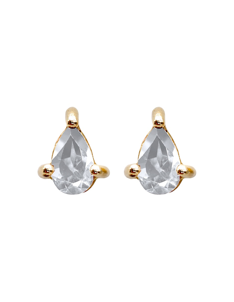 Aretes gota plata topacio blanco