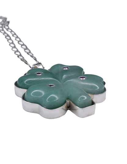 Detalle del Collar Trébol de 4 cm en plata con Aventurina y Amatistas Sanc Jewelry