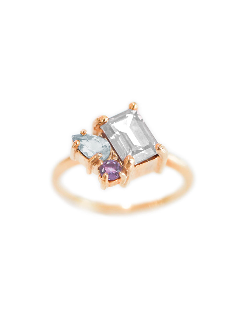 Anillo Ara Topacio Blanco