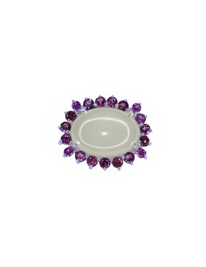 Anillo Raquel Calcedonia blanca y amatistas plata Sancjewelry
