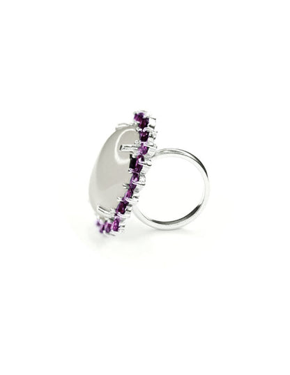 Anillo Raquel Calcedonia blanca y amatistas plata Sancjewelry
