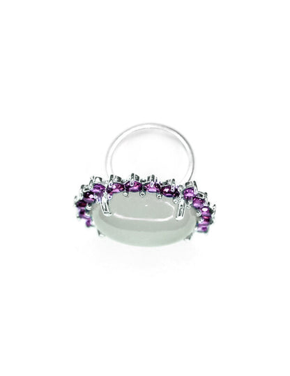Anillo Raquel Calcedonia blanca y amatistas plata Sancjewelry