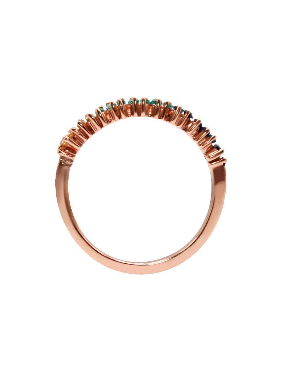 Anillo Oro Rosa Baguette Zafiros