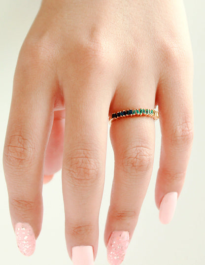Anillo Oro Baguette Zafiros Sancjewelry
