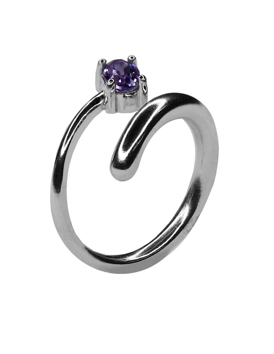 Anillo Espiral amatista plata Sancjewelry