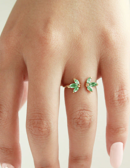 Anillo Flor piedras naturales Esmeralda SancJewelry